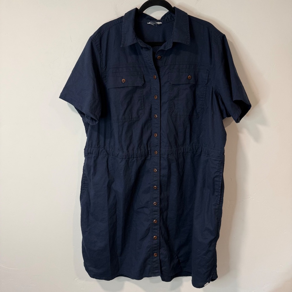 Duluth Trading Co Plus Hemptstop Shirt Dress Navy Excellent Ripstop Pockets